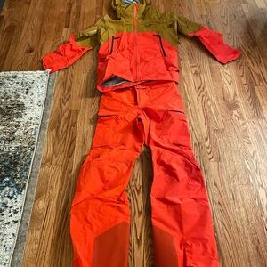 Arc'teryx Orange and Olive Ski Suit